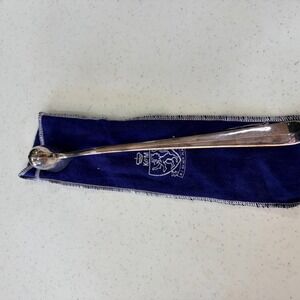 K&M England‎ Silver Plate Long Handle Candle Snuffer with Blue Velvet Pouch
